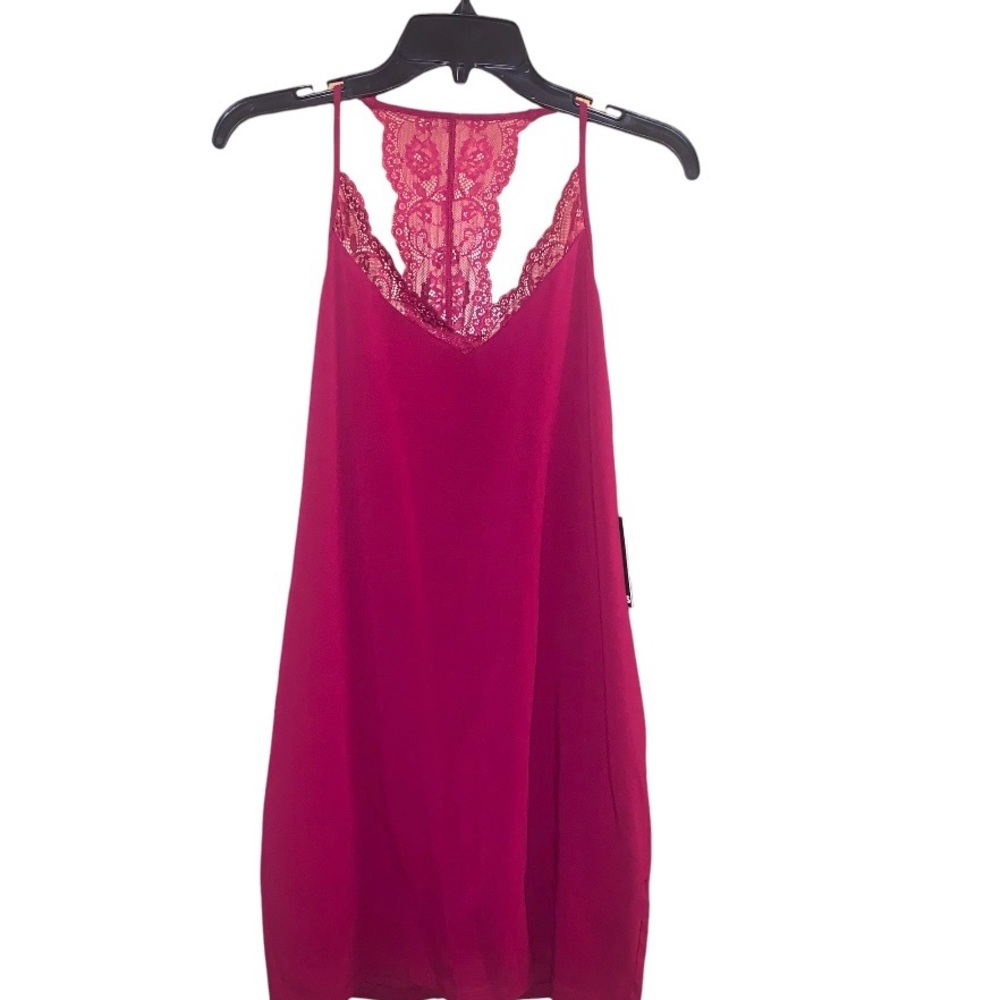 New Burgundy Lace Racerback Slip Dress (Large) from Express